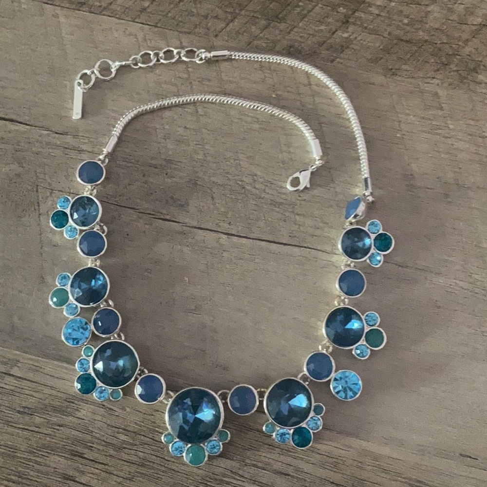 Nine West Silver / Blue Circle Statement Necklace